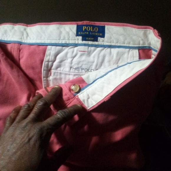Ralph Lauren polo shorts pink used to be pants I cut them down and sewed them - Picture 3 of 4